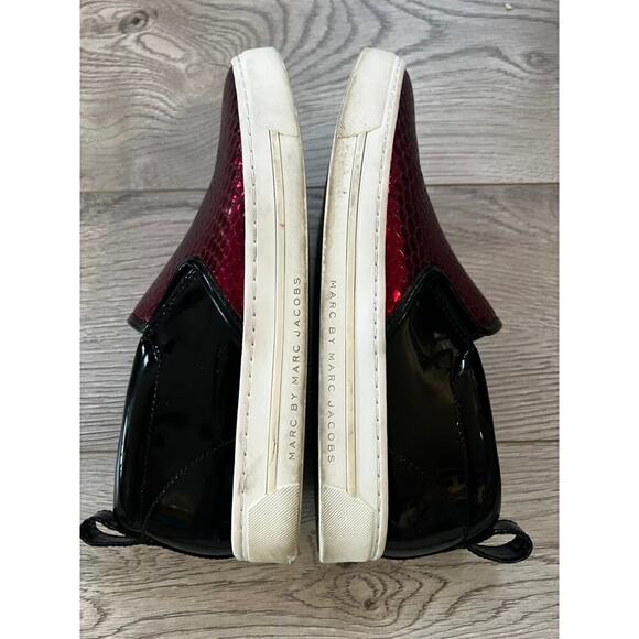 Flashy Glam red and black Marc by Marc Jacobs slip on shoes sz 6.5 stylish EU 37 - Picture 8 of 14